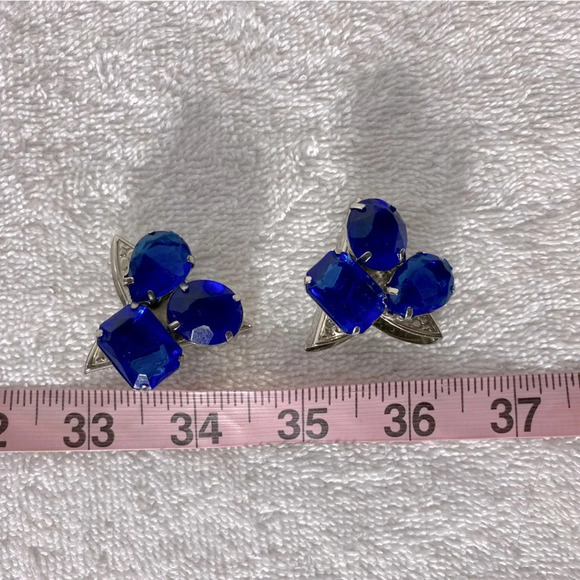 Vintage Handmade Silver Blue Bejewelled Shirt Collar Top Covers - Picture 7 of 7